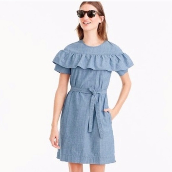 J. Crew Edie Dress In Chambray Blue Size 6 - Picture 1 of 10